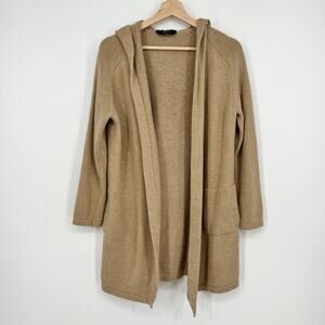 Weekend Max Mara Hooded Cardigan Wool Cashmere Blend Women S Tan Open Front READ